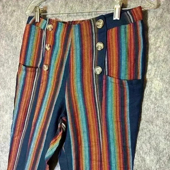 NWT Chaser Multicolored Women’s Striped Cropped Pants - Small - Picture 2 of 6